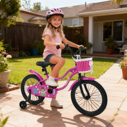 18 Inch Kids Bike with Training Wheels for Aged 3-8 Years Old - Magic Rose