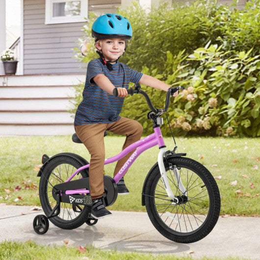 Kids Bike 18-Inch Children Training Bicycle with 2 Brake for 4-8 Years Old