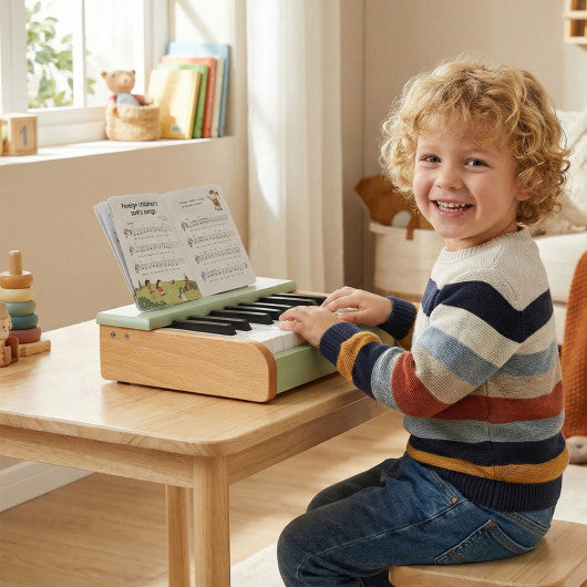 18 Keys Wooden Piano for Kids with Removable Music Stand-Green