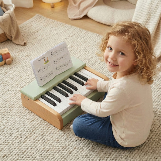 18 Keys Wooden Piano for Kids with Removable Music Stand-Green