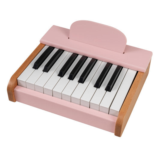 18 Keys Wooden Piano for Kids with Removable Music Stand-Pink