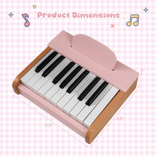 18 Keys Wooden Piano for Kids with Removable Music Stand-Pink