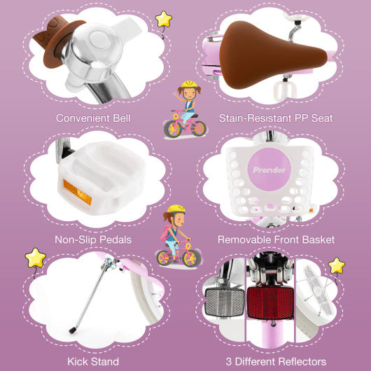 Children Bicycle with Front Handbrake and Rear Coaster Brake-Purple