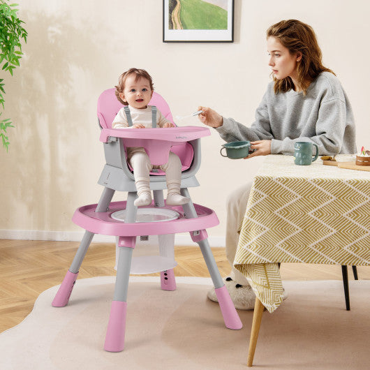 16-in-1 Baby High Chair with Activity Center and Booster Seat for Babies and Toddlers-Pink