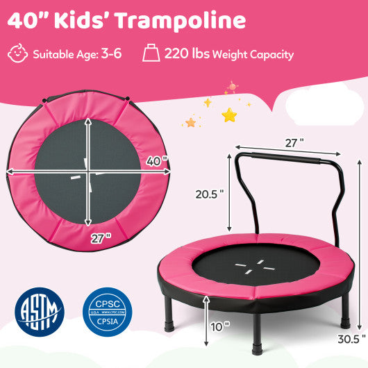 40 Inch Trampoline for Kids Indoor Outdoor Fitness Trampoline-Pink