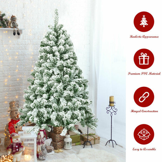 4.5 Feet Snow Flocked Artificial Christmas Tree with 400 Tips