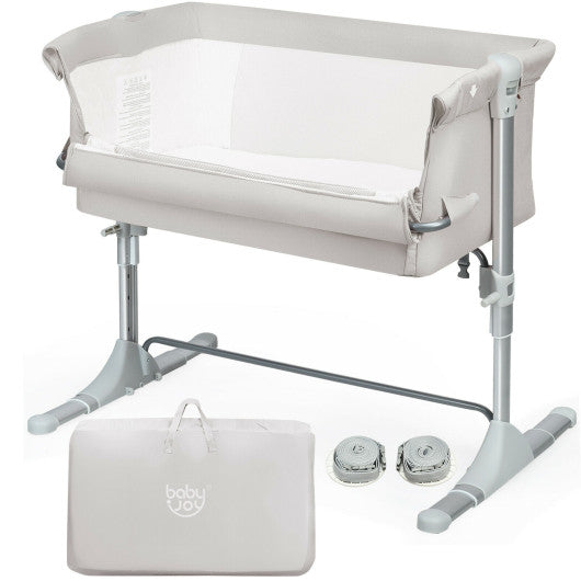 Travel Portable Baby Bed Side Sleeper  Bassinet Crib with Carrying Bag-Beige