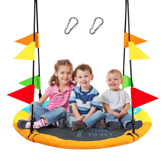 40 Inch Indoor Outdoor Flying Saucer Tree Swing with Hanging Strap