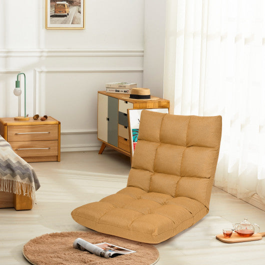 14-Position Adjustable Folding Lazy Gaming Sofa-Yellow