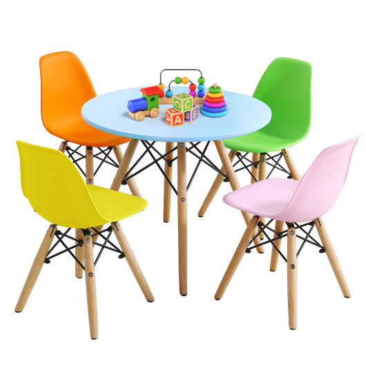 5 Pieces Kid's Colorful Set with 4 Armless Chairs-Multicolor