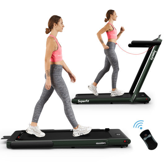 2.25HP 2 in 1 Folding Treadmill with APP Speaker Remote Control-Green