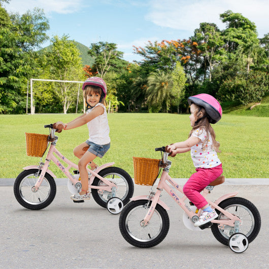 12 Inch Kids Bike Retro Bicycle with Adjustable Height and Basket for Ages 3-8 Years Old