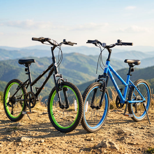 20 Inch Kids Mountain Bike Adjustable with 7 Speed and Suspension Fork-Blue