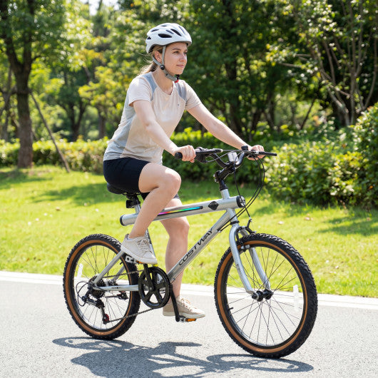 20 Inch LED-lit Cycling Bike with 2 Speakers and Ambient Lights for Men and Women-Silver