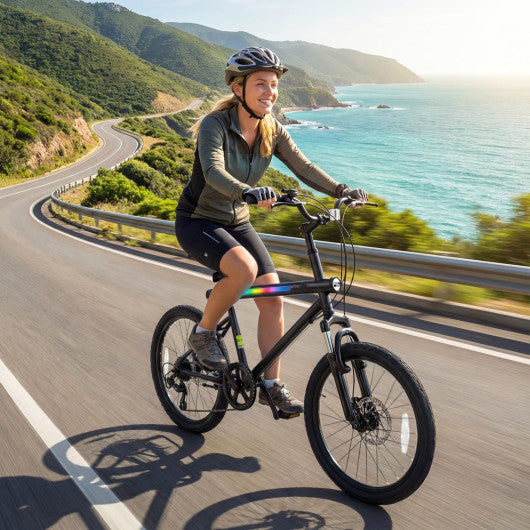 20 Inch Commuter Bicycle LED-lit with 6-Speed Shimano Twist Shifting and Stereo Speakers-Black