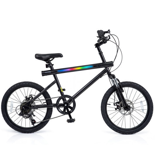 20 Inch Commuter Bicycle LED-lit with 6-Speed Shimano Twist Shifting and Stereo Speakers-Black