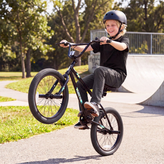 20 Inch Trick Bicycle with 360 Degree Steering and Adjustable Seat for Kids and Teens-Black