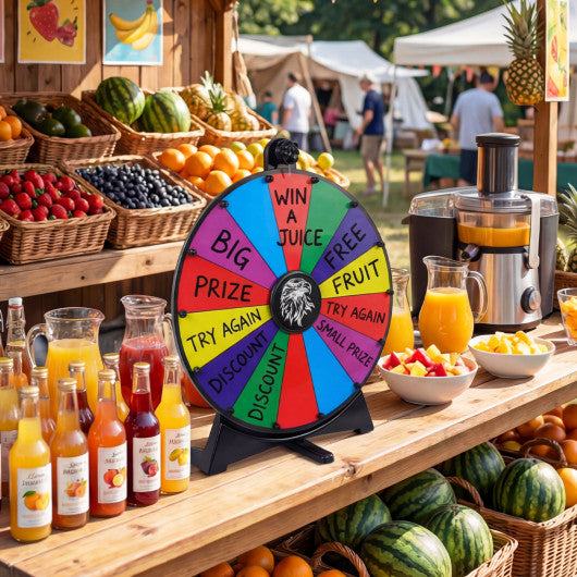 20 Inches 14 Slots Spin Wheel with Blackboard Marker for Prizes-Multicolor