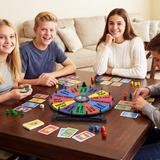 20 Inches 14 Slots Spin Wheel with Blackboard Marker for Prizes-Multicolor