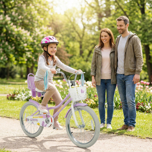 20 Inch Girls Bike Kids Bicycle with Doll Seat and Streamers for 8+ Years Old
