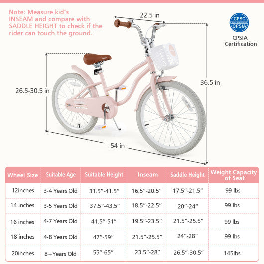 20 Inch Kids Bike with Kickstand for Boys Girls