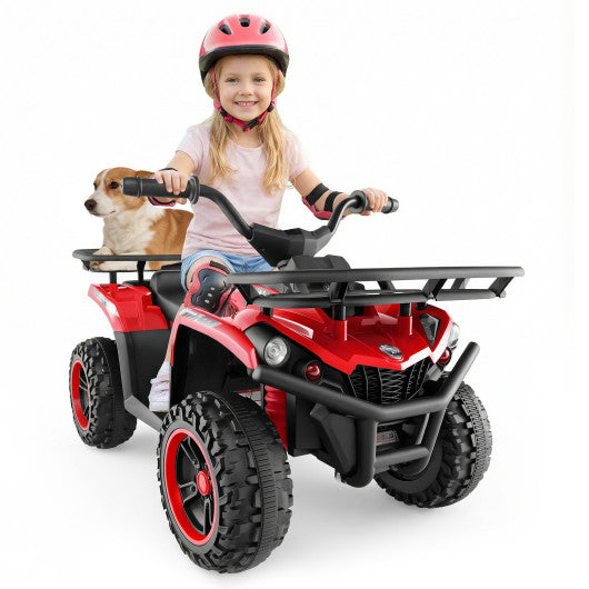 24V Electric Ride On Quad with LED Headlights-Red