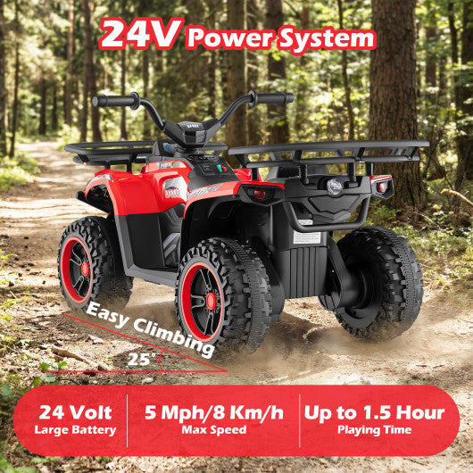 24V Electric Ride On Quad with LED Headlights-Red