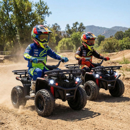 24V Electric Ride On Quad with LED Headlights-Black-2 Pieces