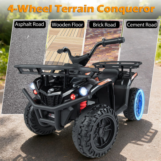 24V Electric Ride On Quad with LED Headlights-Black-2 Pieces