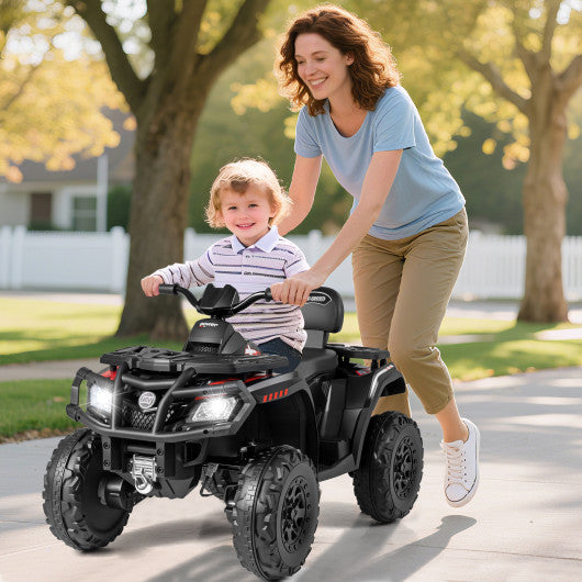 24V Kids ATV 2-Seater with 4 Motors with LED Lights and Music-Black