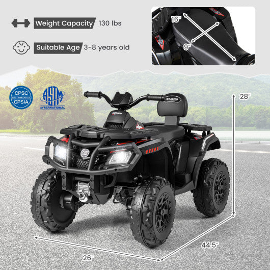 24V Kids ATV 2-Seater with 4 Motors with LED Lights and Music-Black