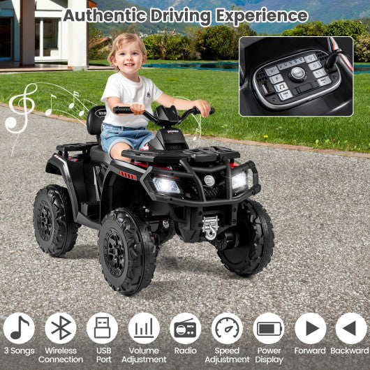 24V Kids ATV 2-Seater with 4 Motors with LED Lights and Music-Black