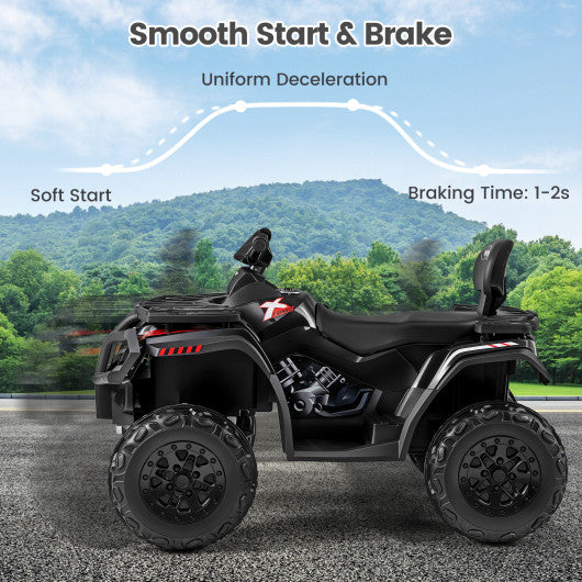 24V Kids ATV 2-Seater with 4 Motors with LED Lights and Music-Black