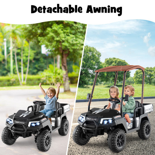 24V Kids Golf Cart 4WD 2-Seater Ride on Car with Storage Trunk and Horn-Black
