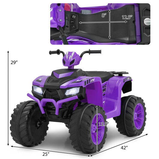 24V Kids Ride-On Electric ATV with Wireless Connection for Toddlers 3-8 Years Old-Purple