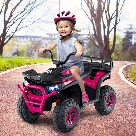 24V Kids Ride on Electric ATV Quad Car with Realistic Sounds and LED Lights-Pink