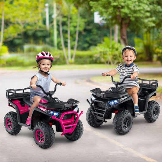 24V Kids Ride on Electric ATV Quad Car with Realistic Sounds and  LED Lights-Black