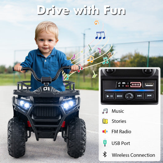 24V Kids Ride on Electric ATV Quad Car with Realistic Sounds and  LED Lights-Black