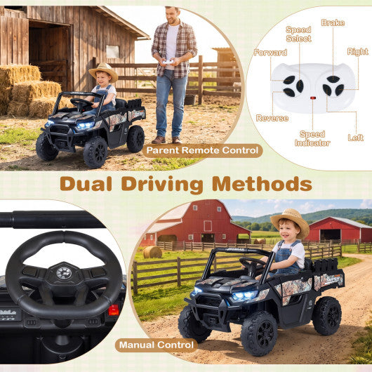 24V Ride On Dump Truck Car Off-Road with Remote Control and Music-Black