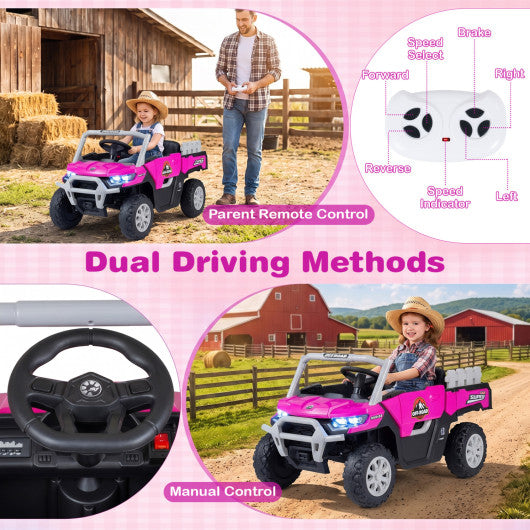 24V Ride On Dump Truck Car Off-Road with Remote Control and Music-Pink