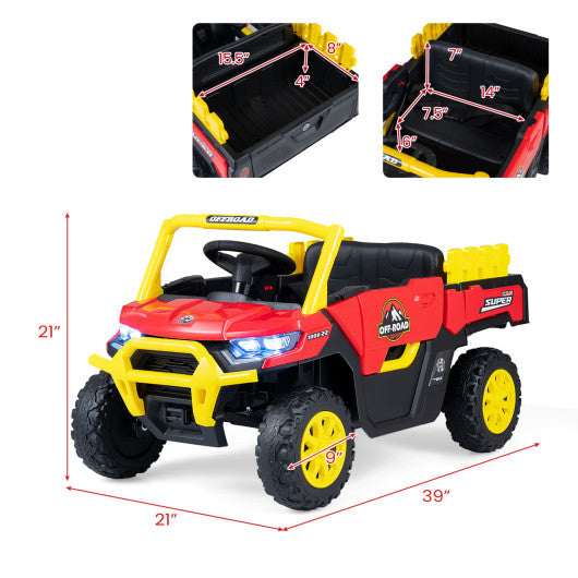 24V Ride On Dump Truck Car Off-Road with Remote Control and Music-Red