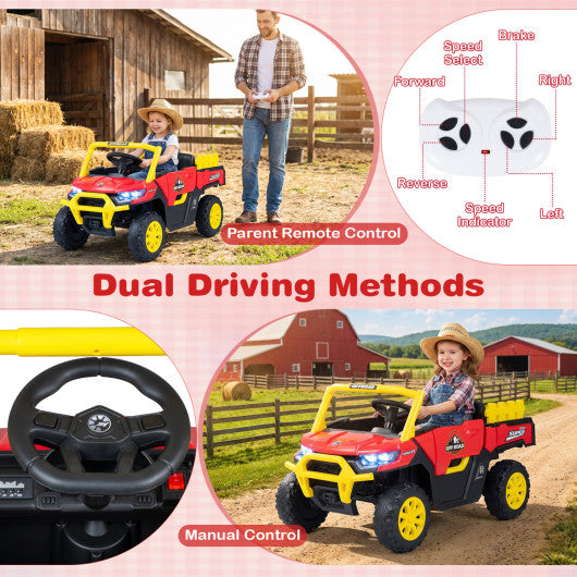 24V Ride On Dump Truck Car Off-Road with Remote Control and Music-Red