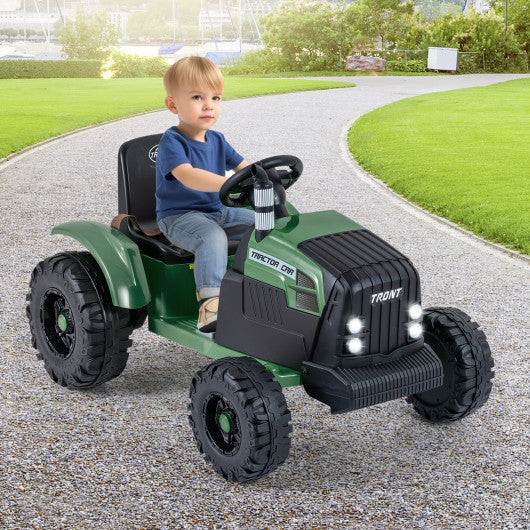 24V Ride On Tractor for Kids Electric Vehicle with Detachable Trailer and Remote Control-Dark Green