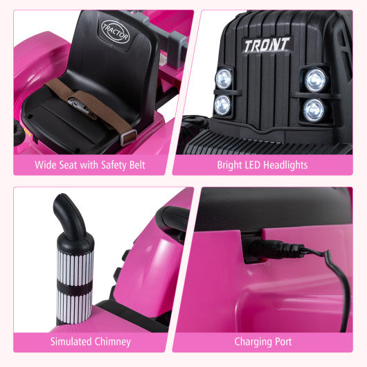 24V Ride On Tractor for Kids Electric Vehicle with Detachable Trailer and Remote Control-Pink