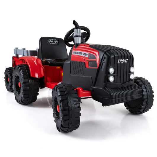 24V Ride On Tractor for Kids Electric Vehicle with Detachable Trailer and Remote Control-Red