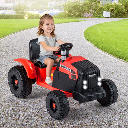 24V Ride On Tractor for Kids Electric Vehicle with Detachable Trailer and Remote Control-Red