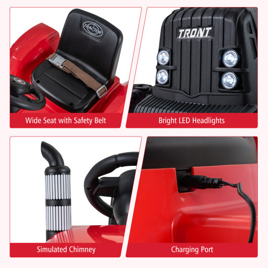 24V Ride On Tractor for Kids Electric Vehicle with Detachable Trailer and Remote Control-Red