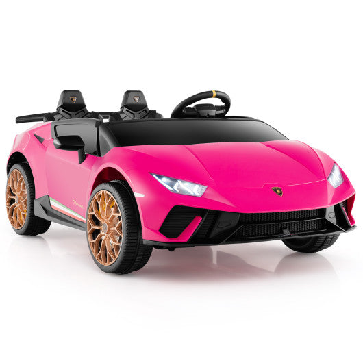 24V Ride-on Car for Kids 4WD 2-Seater Licensed Lamborghini Electric Vehicles with Music-Pink