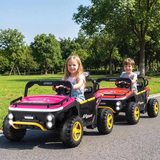 24V Ride on Toy for Kids 2 Seater Ride on Truck Car with Horn Music Story-Pink