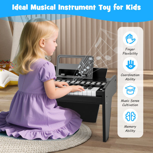 25 Keys Kids Piano Keyboard with Adjustable Speed and Volume-Black
